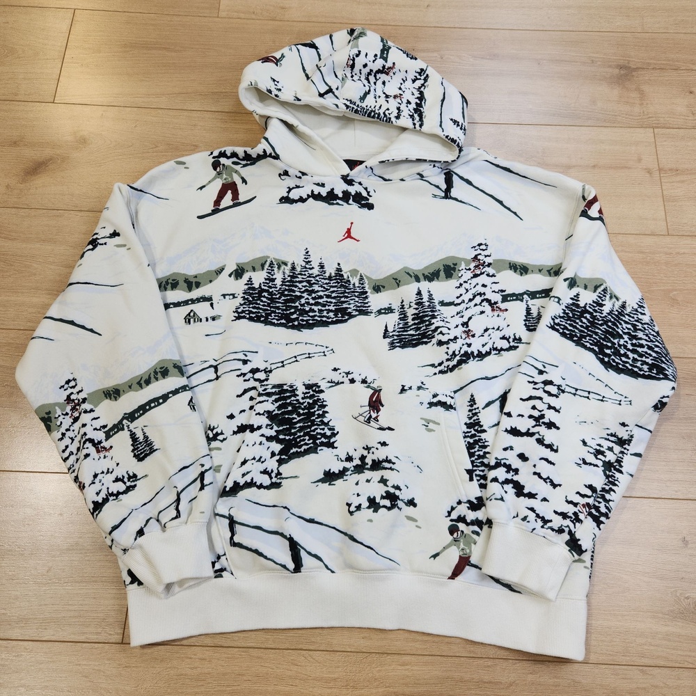 Jordan Brooklyn Fleece Hoodie Sweatshirt Mens XL AOP Ski Mountain Pullover